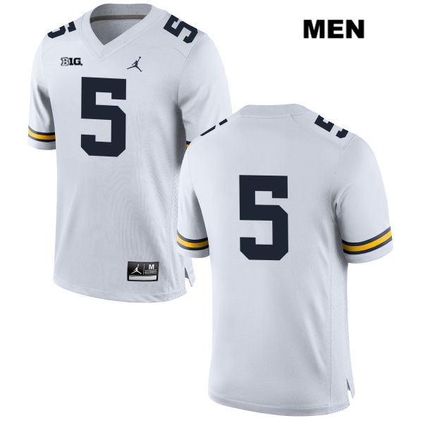 Men's NCAA Michigan Wolverines Jared Wangler #5 No Name White Jordan Brand Authentic Stitched Football College Jersey BQ25Z04KN
